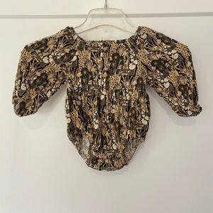 Kate Quinn Butterscotch Foliage Long Bishop Sleeve Bamboo Bubble Romper